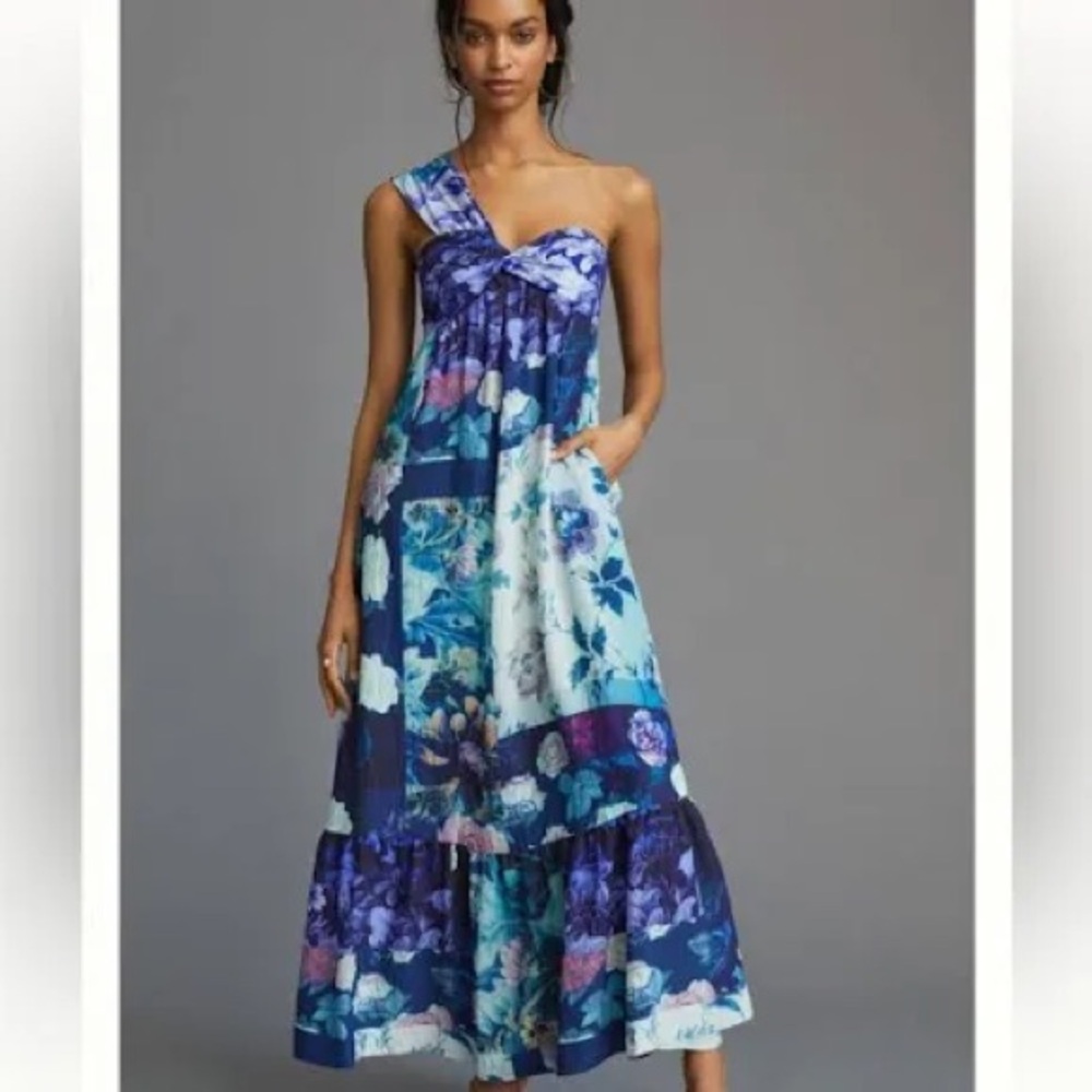 Anthropologie Maeve One Shoulder Maxi Dress